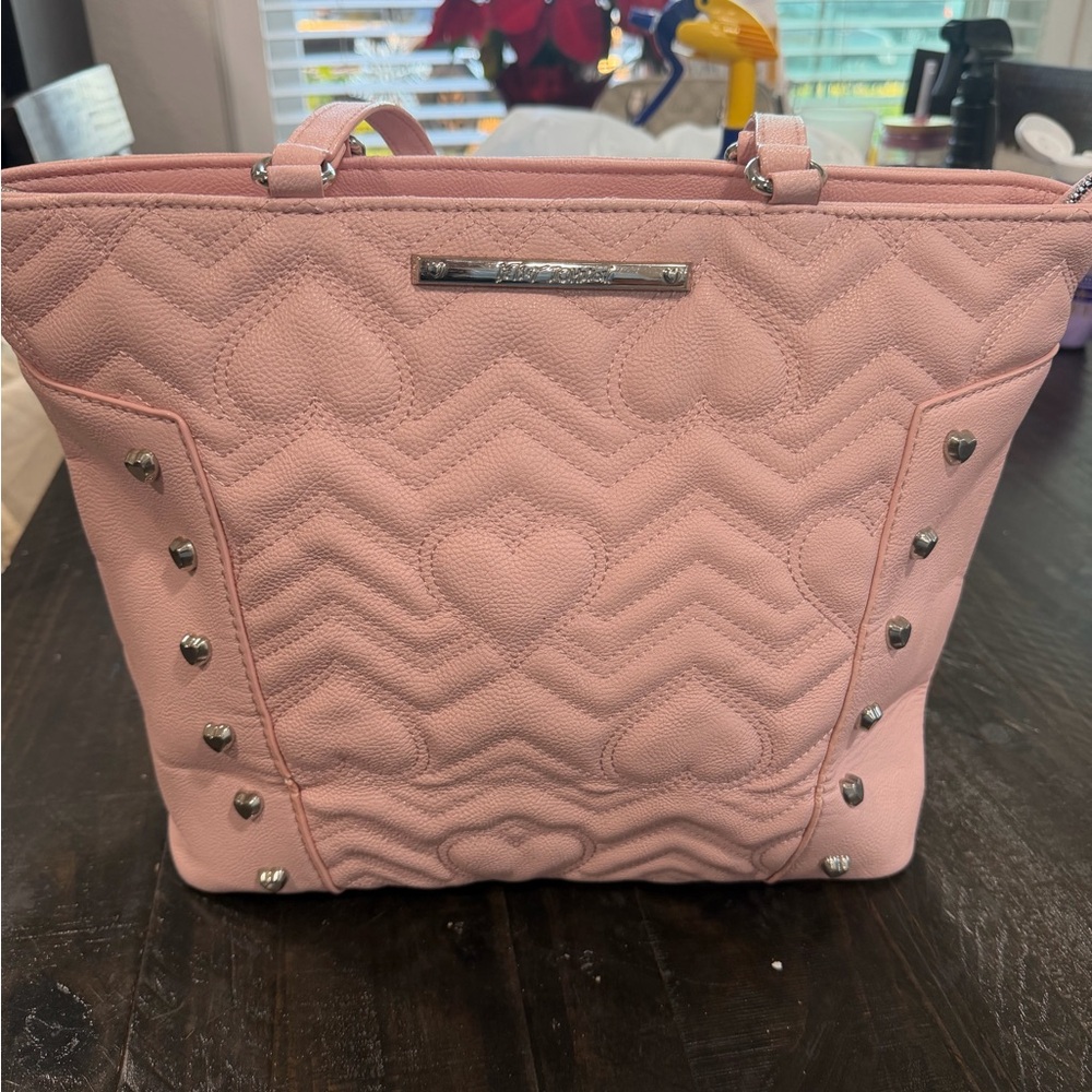 Betsey Johnson Pink Heart Quilted Tote